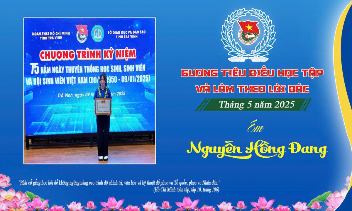 Nguyễn Hồng Đang – Gương đoàn viên học tập và làm theo lời Bác
